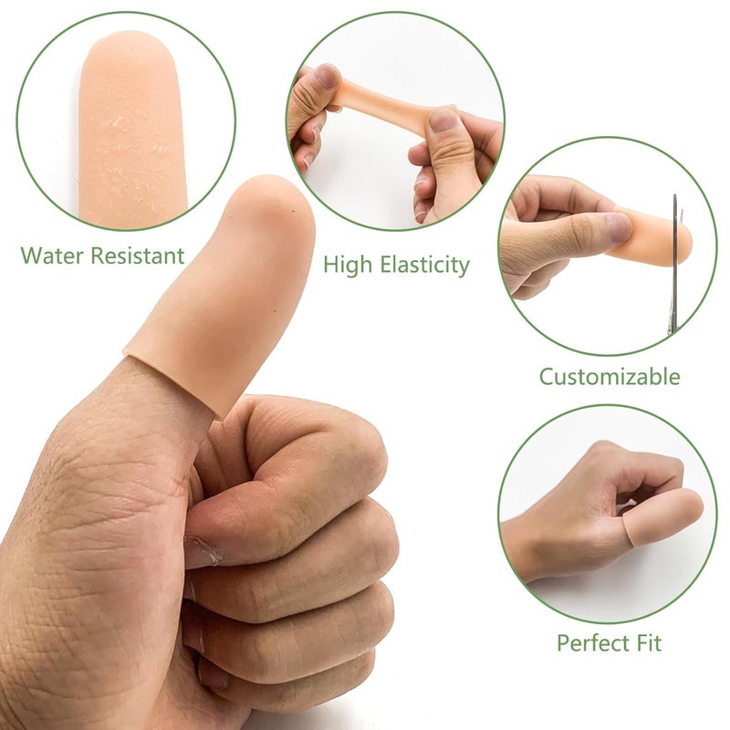 TYTDOUTER Gel Finger Cots for Thumbs, 10 Pcs Silicone Finger Caps, Rubber Finger Protector Covers for Trigger, Arthritis, Cracking, Peeling, Hangnail, Callus and Pain Relief, (Nude, Medium) - Image 2
